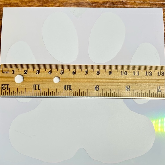 Paw Print Vinyl Decal White Permanent Adhesive 5 Inches Wide Custom Handmade - Picture 3 of 6